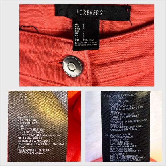 Forever 21 Womens Y2K Stretchy Mini Shorts Coral Sz S Denim Streetwear - Picture 4 of 7